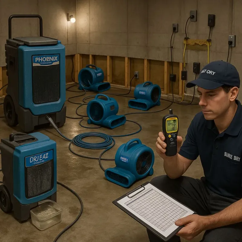 Structural Drying and Dehumidification process in Springdale, PA